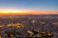 Panoramic view of Athens city from Lykavittos Hill at sunset time