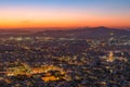 Panoramic view of Athens city from Lykavittos Hill at sunset time