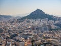 Panoramic view of Athens and Mount Lycabettus from the Acropolis of Athens, Greece