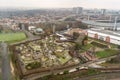 Panoramic view from Atomium observation deck on Miniature Park `Mini Europe` in Brussel Royalty Free Stock Photo