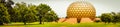 Panoramic view of Auroville is a universal city in the making in Puducherry, South India dedicated to the ideal of human unity whe Royalty Free Stock Photo