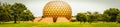 Panoramic view of Auroville is a universal city in the making in Puducherry, South India dedicated to the ideal of human unity whe Royalty Free Stock Photo