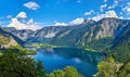 Panoramic view on Austrian mountains Alps lake Royalty Free Stock Photo