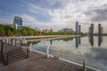 Panoramic view of Baku seaside park at the morning.