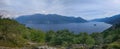 Panoramic view from Baladrun Mount over Locarno Lake, Switzerland