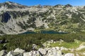 Panoramic view of Banderitsa fish lake, Pirin Mountain Royalty Free Stock Photo