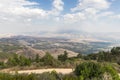 Panoramic  view from the Bania observation deck near the Israeli Misgav Am village to the valley in the Upper Galilee, Golan Royalty Free Stock Photo