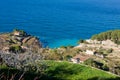 Panoramic view of Banyalbufar bay and vineyard terraces, Majorca Royalty Free Stock Photo