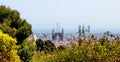 A panoramic view of Barcelona city, Catalonia, Spain. La Sagrada Familia seen Royalty Free Stock Photo