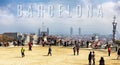 A panoramic view of Barcelona city from the Park GÃÂ¼ell, Catalonia, Spain. La Sagrada Familia seen Royalty Free Stock Photo