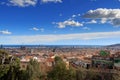 Panoramic view of Barcelona from Park Guell in a beautifull winter day at sunset, Spain