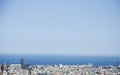 Panoramic view of Barcelona from Park Guell in a summer day in Spain. Top view of picturesque Barcelona cityscape in Royalty Free Stock Photo