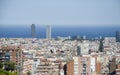 Panoramic view of Barcelona from Park Guell in a summer day in Spain. Top view of picturesque Barcelona cityscape in Royalty Free Stock Photo