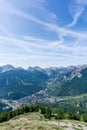 Panoramic view of Bardonecchia village from above, Italy Royalty Free Stock Photo