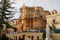 Panoramic view of Baroque Church of San Domenico in Noto, UNESCO world heritage site. Sicily, Italy. Royalty Free Stock Photo