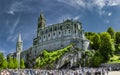 Panoramic View of Basilica Notre Dame in Lourdes Royalty Free Stock Photo