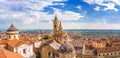 Panoramic view of the Basilica of Santa Maria Maggiore and Cappella Colleoni in Citta Alta of Bergamo, Italy Royalty Free Stock Photo