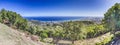 Panoramic view of Bastia and the Corsican coastline from the lush mountains in the hinterland Royalty Free Stock Photo