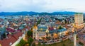 Panoramic view of Batumi and Astronomical clock, Georgia. Twilight over the old city and Downtown of Batumi - capital of