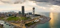 Panoramic view of Batumi, Georgia. View of the center of Batumi and the promenade and the beach. The capital of Adjara, Georgia