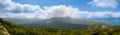 Panoramic view Batur volcano and Agung mountain from Kintamani, Bali, Indonesia. Royalty Free Stock Photo