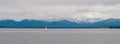 Panoramic view of German lake `Starnberger See` with beautiful alp mountains