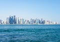 Panoramic view of the bay of Doha, Qatar on sunny day Royalty Free Stock Photo
