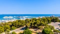 Panoramic view of the bay with port, yachts and cruiser ships, Palma de Mallorca Royalty Free Stock Photo