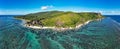 Panoramic view of Beach Anse Source d`Argent, La Digue, Seychellen Royalty Free Stock Photo