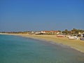 Panoramic view of the beach with boats Santa Maria resort Sal island Cape Verde Cabo Verde Royalty Free Stock Photo