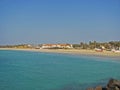 Panoramic view of the beach with boats Santa Maria resort Sal island Cape Verde Cabo Verde Royalty Free Stock Photo