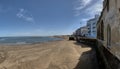 Panoramic view of a beach in Chipiona, a touristic village in Andalusia, South Spain