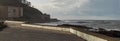 Panoramic view of the beach in the city of Baiona, Spain Royalty Free Stock Photo