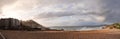 Panoramic view of the beach in the city of Baiona, Spain Royalty Free Stock Photo