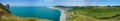 Panoramic view of the beach and cliffs of Etretat