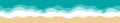 Panoramic view of the beach. Long, elongated, horizontal banner. Sand, seashore with azure waves. Sea coast top view Royalty Free Stock Photo
