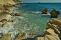 Panoramic view of the beach in a sunny day