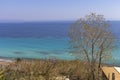 Panoramic view of beach of town of Afytos, Kassandra, Chalkidiki, Central Macedonia, Greece Royalty Free Stock Photo