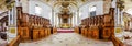 Panoramic view of beautiful baroque church interior Royalty Free Stock Photo