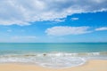 Panoramic view of beautiful beach of Mediterranean sea, Palma de Mallorca, Spain. Balearic island Royalty Free Stock Photo