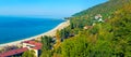 Panoramic view of beautiful beach and park in Old Gagra in Abkhazia Royalty Free Stock Photo