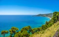 Panoramic view of beautiful coastal landscape at the Cilentan Coast, province of Salerno, Campania, southern Italy Royalty Free Stock Photo