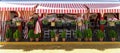 Panoramic view of Beautiful decorated Caseta `fair tent` at the April Fair Feria de Abril, Seville Fair Feria de Sevilla, Anda