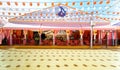 Panoramic view of Beautiful decorated Caseta `fair tent` at the April Fair Feria de Abril, Seville Fair Feria de Sevilla, And Royalty Free Stock Photo