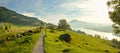 Panoramic view on beautiful Lake Lucerne in Switzerland Royalty Free Stock Photo