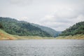 Panoramic view of beautiful lake and mountain landscape fresh green valley at Khun Dan Prakan Chon Dam Nakhon Nayok Thailand. Royalty Free Stock Photo