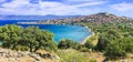 Panoramic view of beautiful Molyvos town in Lesvos island. best of Greece series Royalty Free Stock Photo