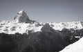 Panoramic view on beautiful mountain range in pyrenees with mountain top pic du midi, france Royalty Free Stock Photo