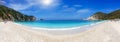 Panoramic view of the beautiful Petani beach, Kefalonia, Greece Royalty Free Stock Photo