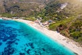 Panoramic view of the beautiful Petani Beach, Kefalonia Island, Greece,